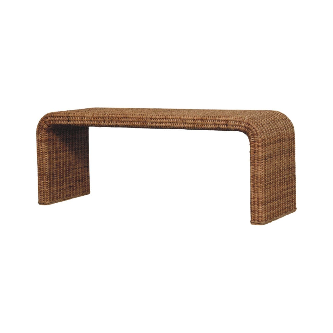 Rattan Weave Bench - Solid Mango Wood Seating Furniture for Entryway - product view 3 showing handcrafted solid mango...