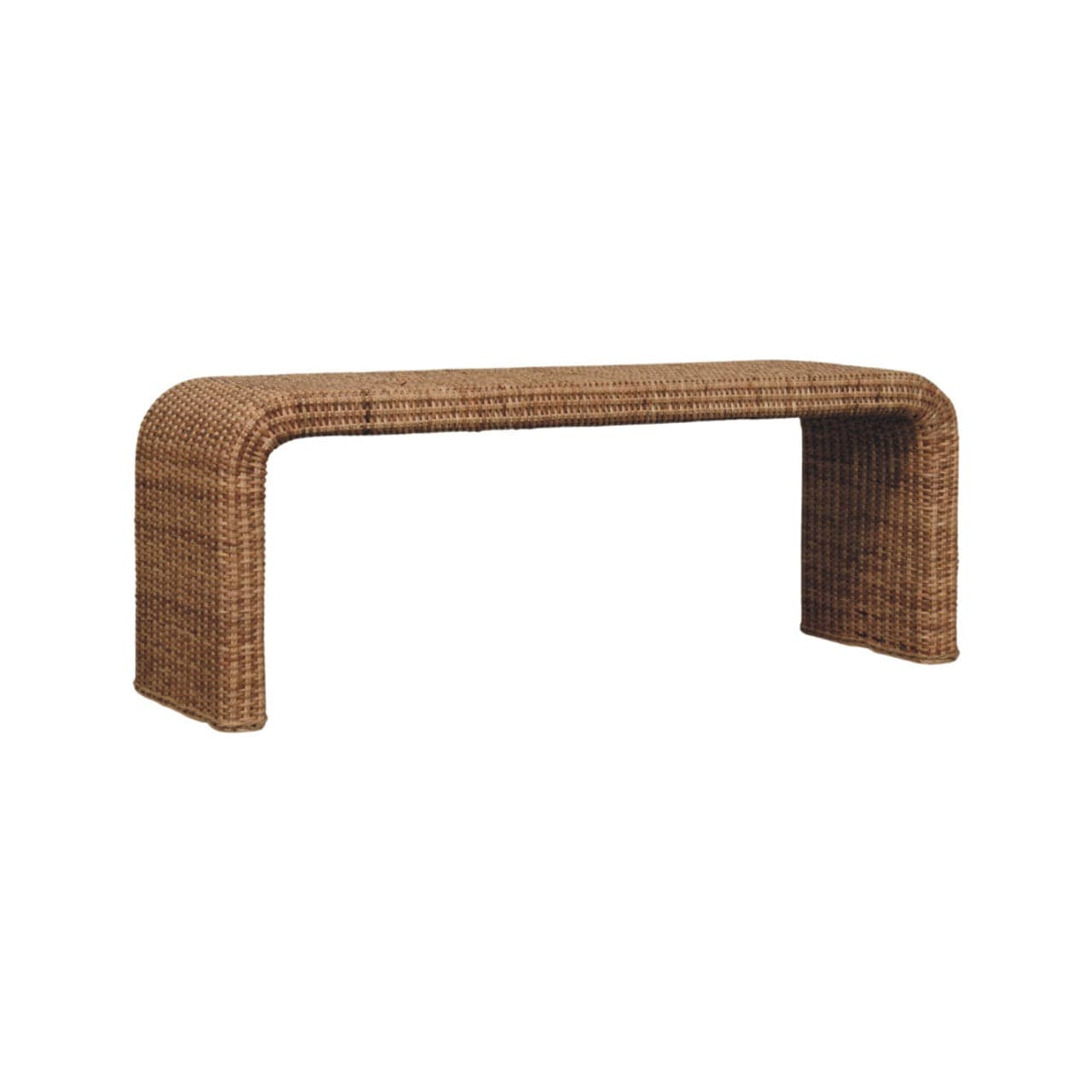 Rattan Weave Bench - Solid Mango Wood Seating Furniture for Entryway - product view 2 showing handcrafted solid mango...