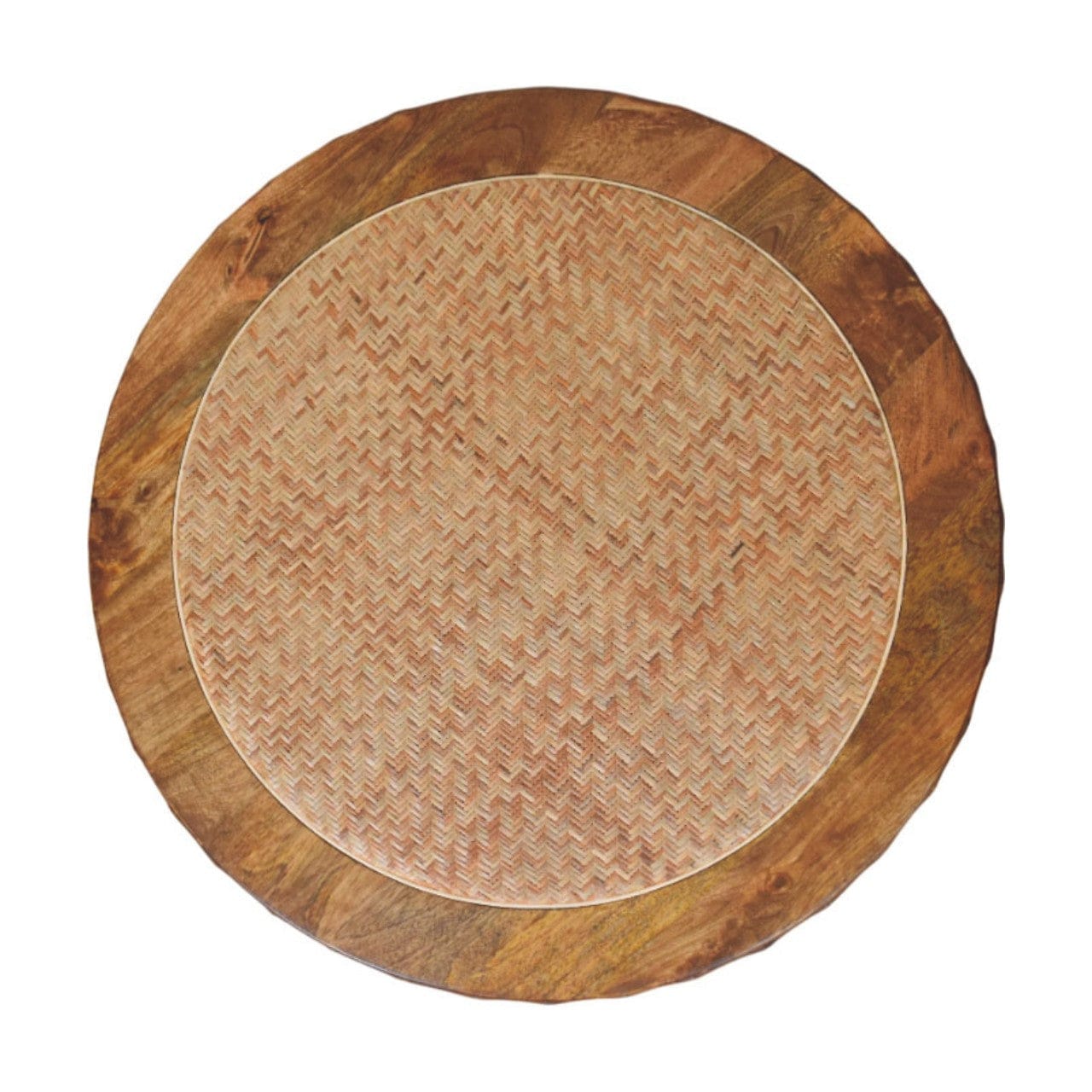 Rivera Rattan Coffee Table - Solid Mango Wood Center Table for Living Room - product view 8 showing handcrafted solid...