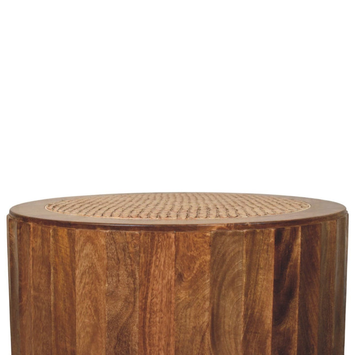 Rivera Rattan Coffee Table - Solid Mango Wood Center Table for Living Room - product view 3 showing handcrafted solid...