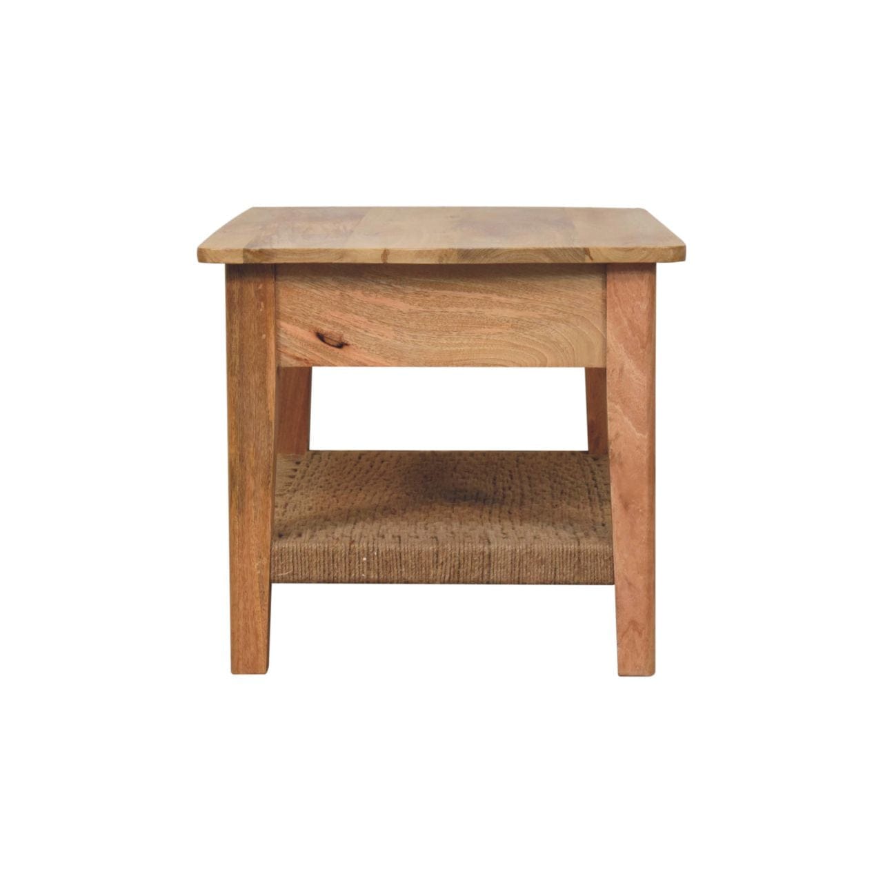 Rope 2 Drawers Coffee Table - Solid Mango Wood Center Table for Living Room - product view 9 showing handcrafted solid...