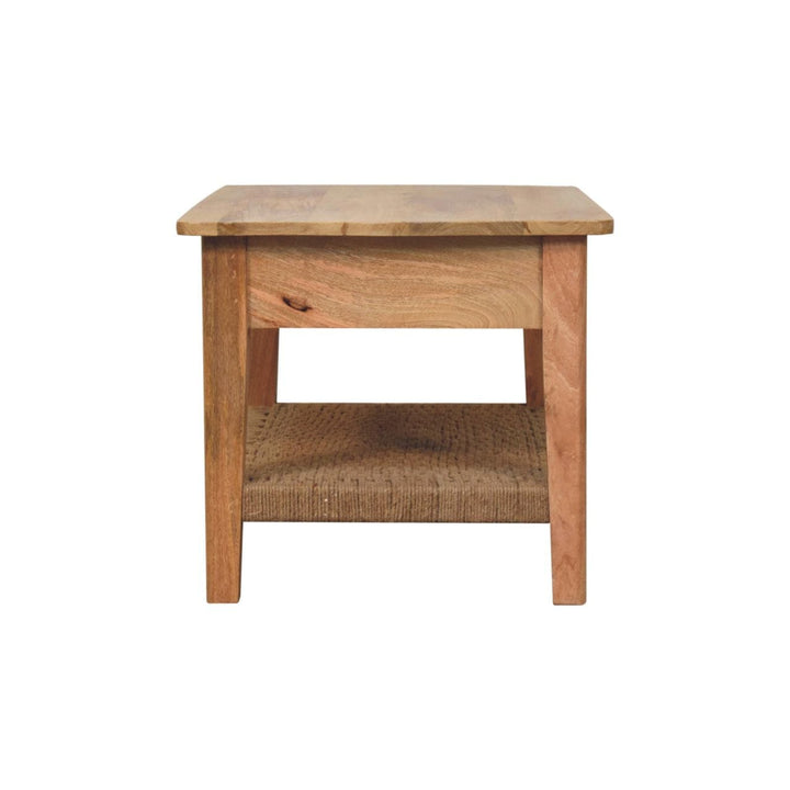Rope 2 Drawers Coffee Table - Solid Mango Wood Center Table for Living Room - product view 9 showing handcrafted solid...