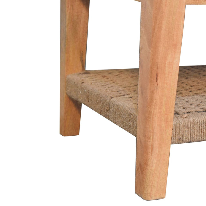 Rope 2 Drawers Coffee Table - Solid Mango Wood Center Table for Living Room - product view 8 showing handcrafted solid...