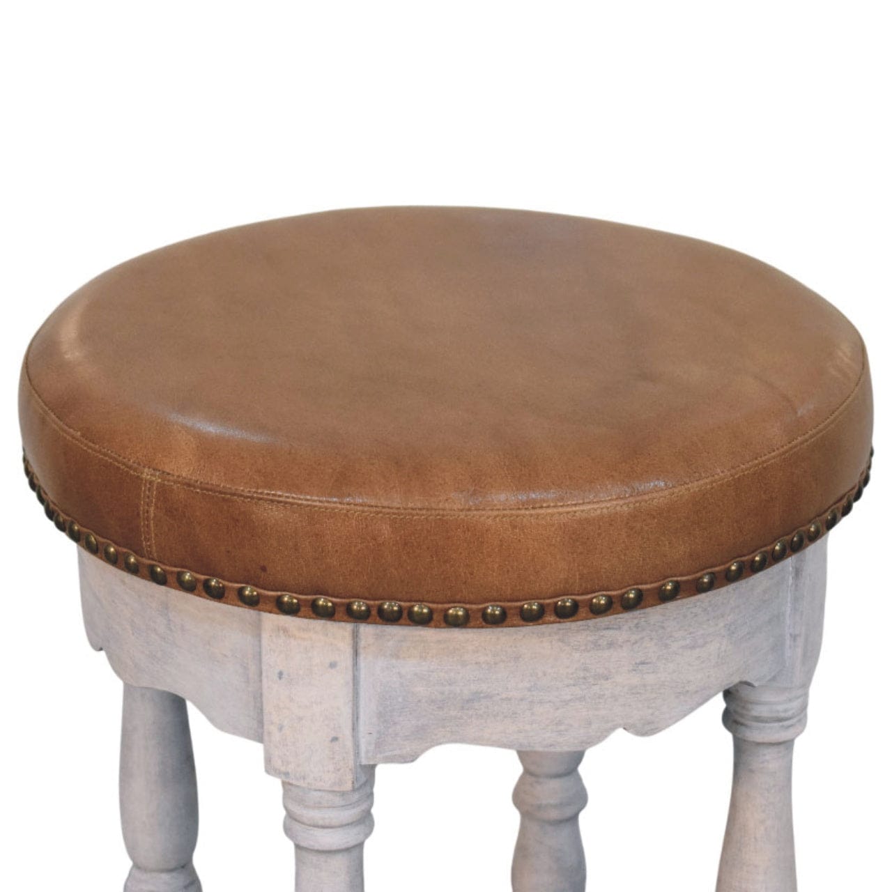 Rustic Handmade Charm Stool - Solid Mango Wood Accent Seating - product view 7 showing handcrafted solid mango wood stool