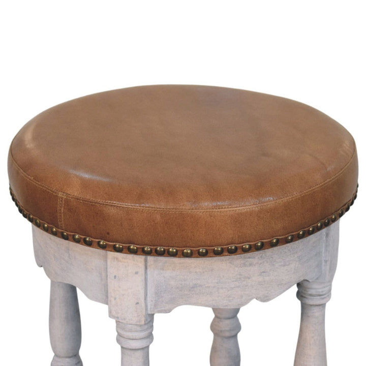 Rustic Handmade Charm Stool - Solid Mango Wood Accent Seating - product view 7 showing handcrafted solid mango wood stool