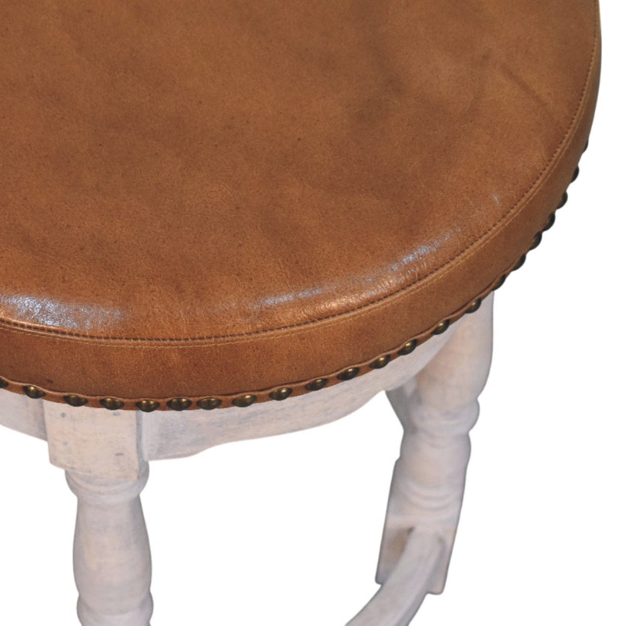 Rustic Handmade Charm Stool - Solid Mango Wood Accent Seating - product view 6 showing handcrafted solid mango wood stool