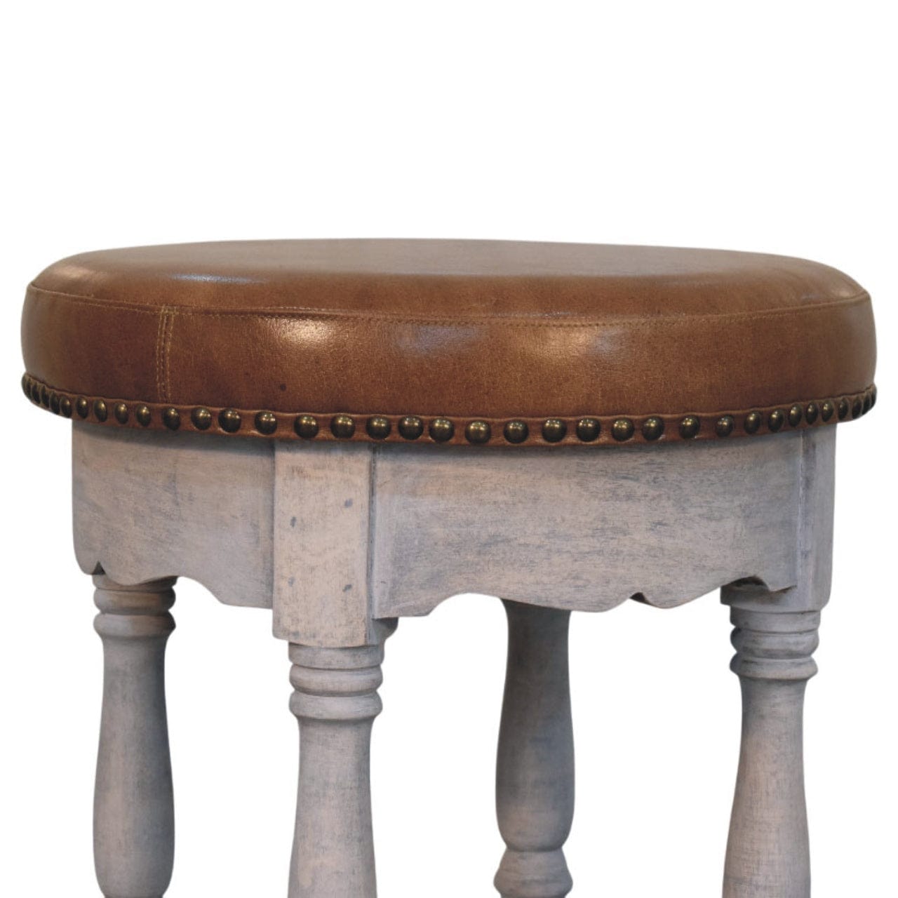 Rustic Handmade Charm Stool - Solid Mango Wood Accent Seating - product view 5 showing handcrafted solid mango wood stool