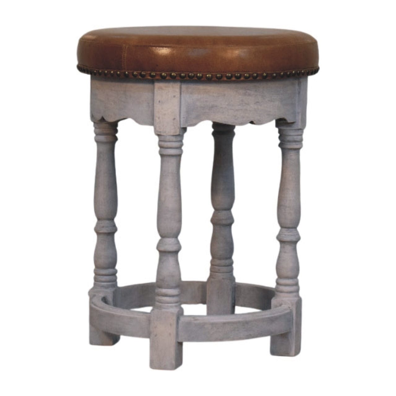 Rustic Handmade Charm Stool - Solid Mango Wood Accent Seating - product view 3 showing handcrafted solid mango wood stool