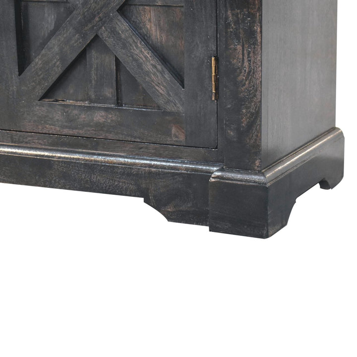 Rustic Handmade Regal Ash Black Sideboard - Solid Mango Wood Buffet Cabinet for Dining Room - product view 9 showing...
