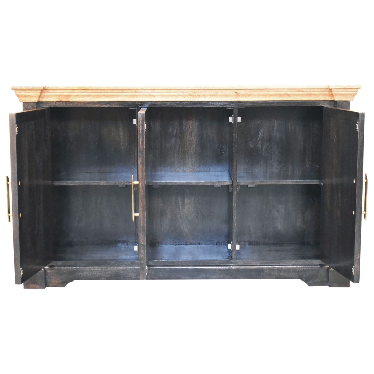 Rustic Handmade Regal Ash Black Sideboard - Solid Mango Wood Buffet Cabinet for Dining Room - product view 8 showing...