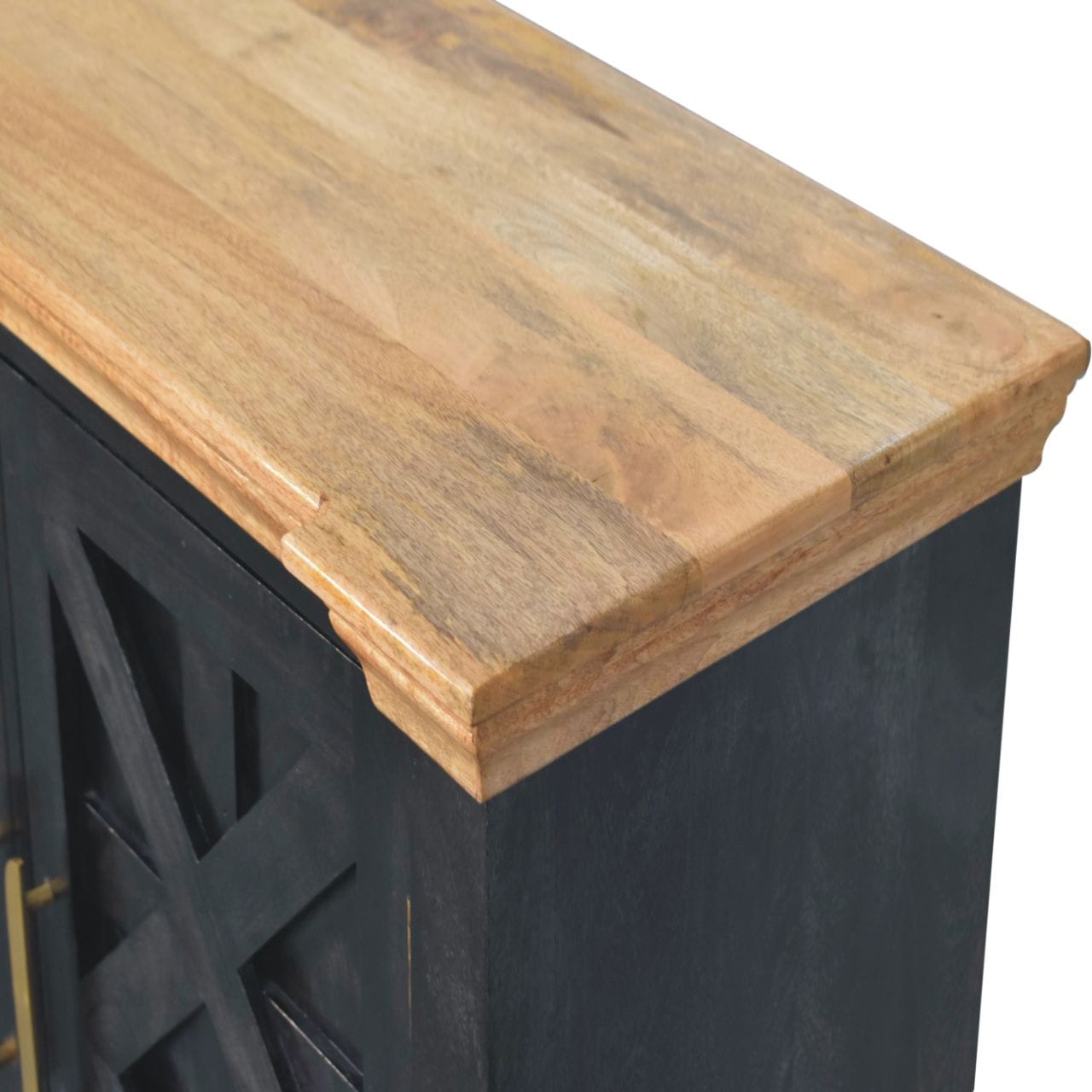 Rustic Handmade Regal Ash Black Sideboard - Solid Mango Wood Buffet Cabinet for Dining Room - product view 6 showing...