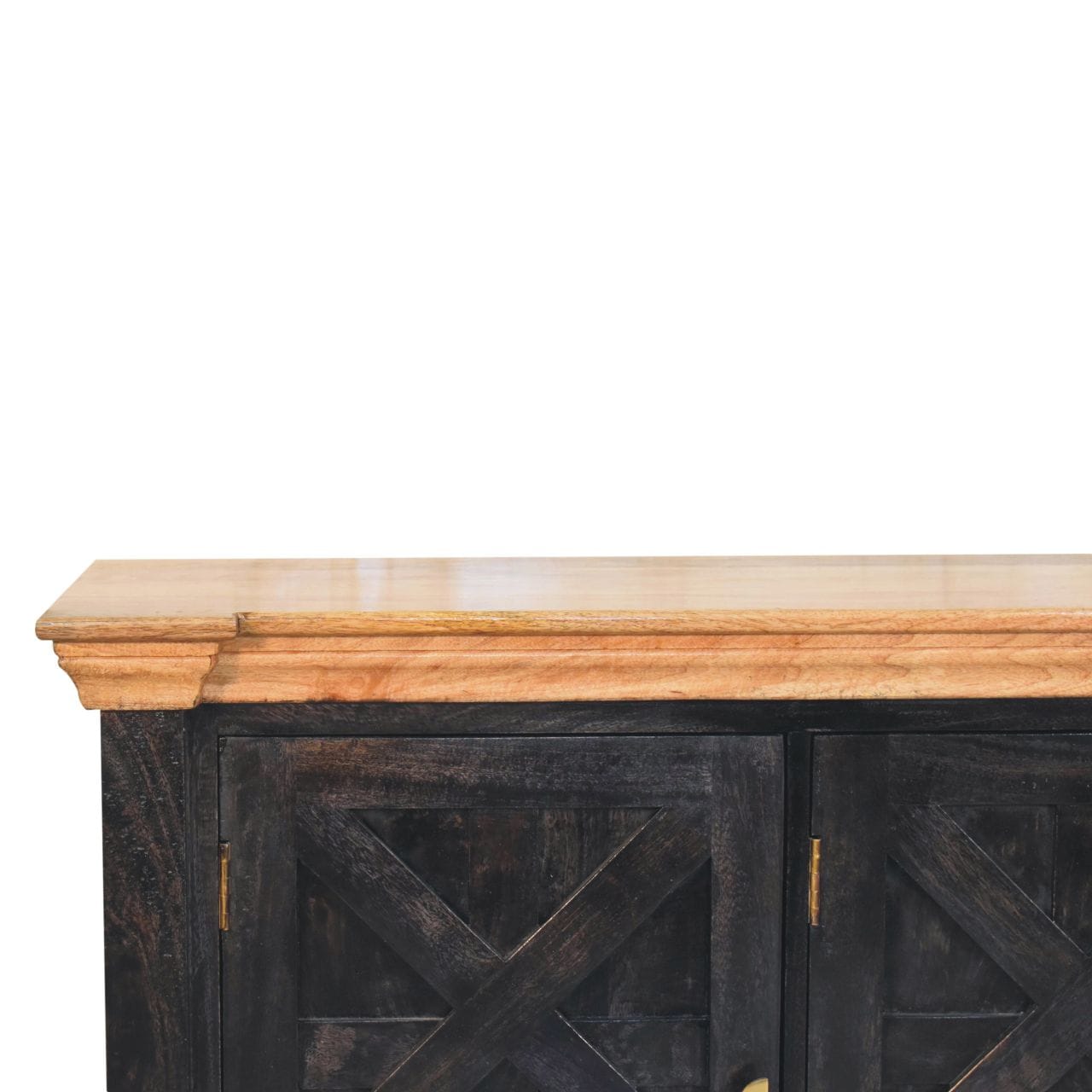 Rustic Handmade Regal Ash Black Sideboard - Solid Mango Wood Buffet Cabinet for Dining Room - product view 5 showing...
