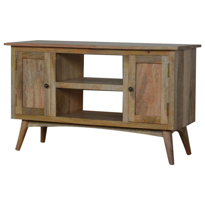 Rustic Lodge 2 Cabin 2 Drawer TV Stand - Solid Mango Wood Entertainment Center for Living Room - product view 3 showing...