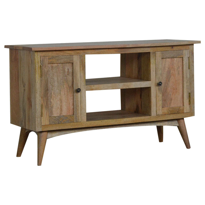 Rustic Lodge 2 Cabin 2 Drawer TV Stand - Solid Mango Wood Entertainment Center for Living Room - main view showing...
