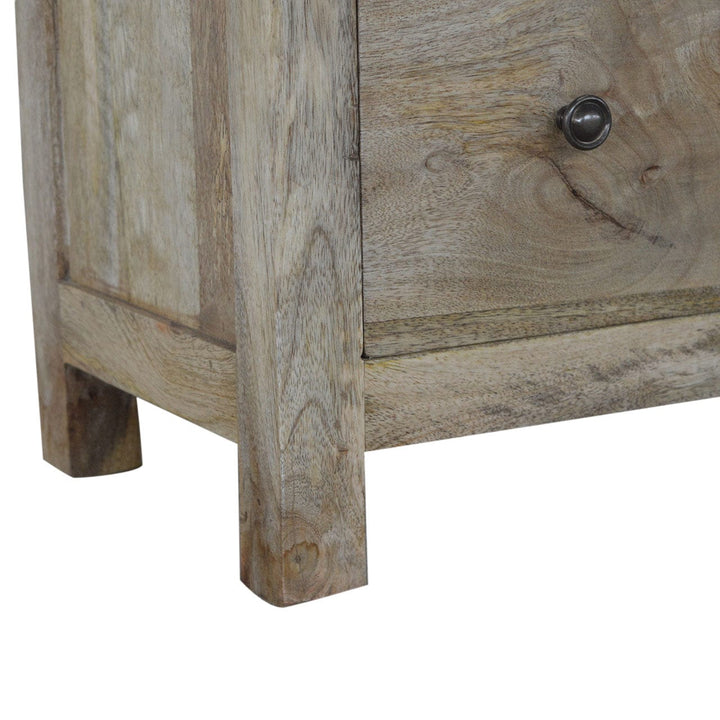 Rustic Lodge 4 Drawer Mini Sideboard - Solid Mango Wood Buffet Cabinet for Dining Room - product view 6 showing...