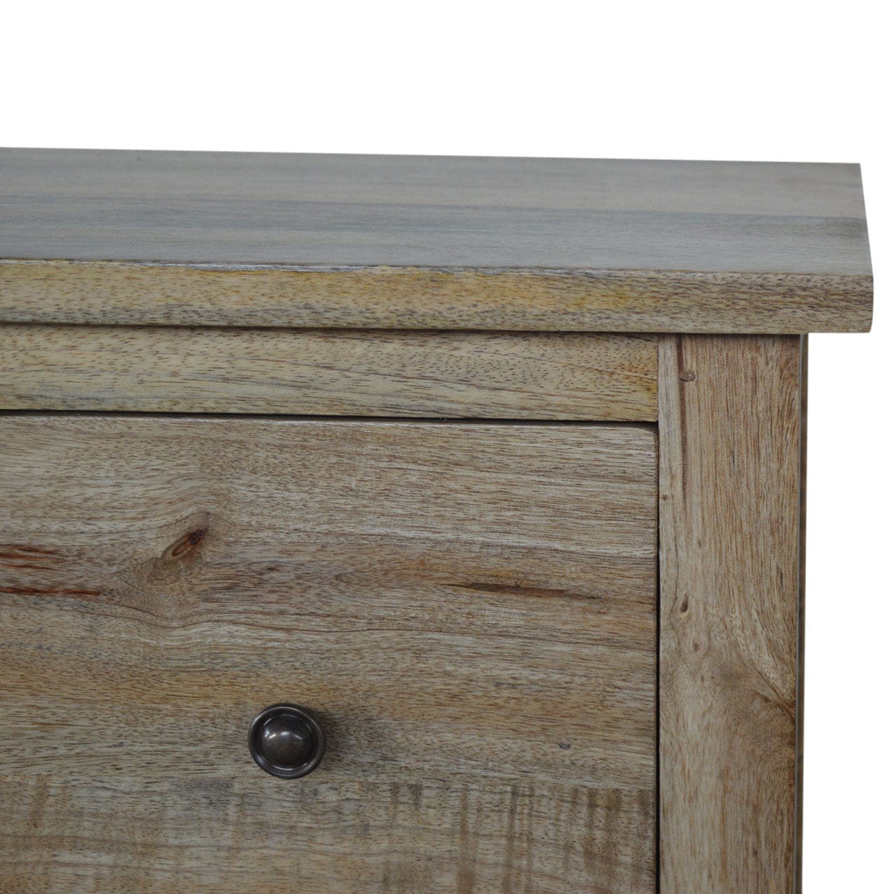 Rustic Lodge 4 Drawer Mini Sideboard - Solid Mango Wood Buffet Cabinet for Dining Room - product view 4 showing...