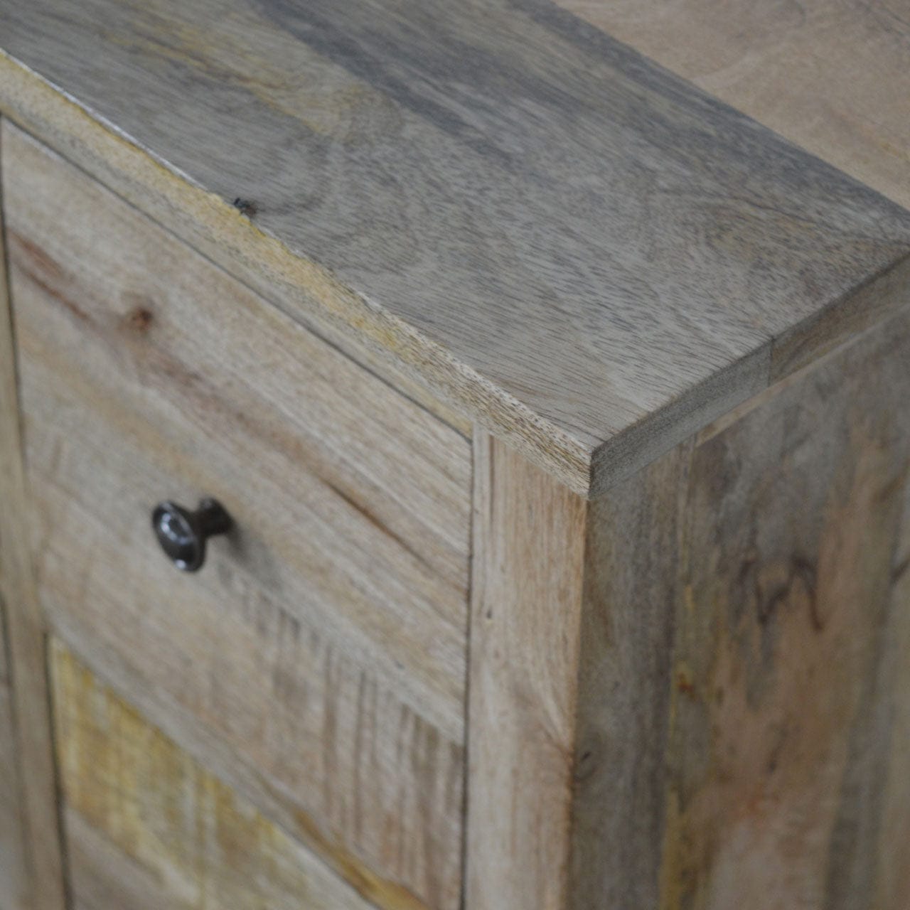 Rustic Lodge 4 Drawer Mini Sideboard - Solid Mango Wood Buffet Cabinet for Dining Room - product view 3 showing...