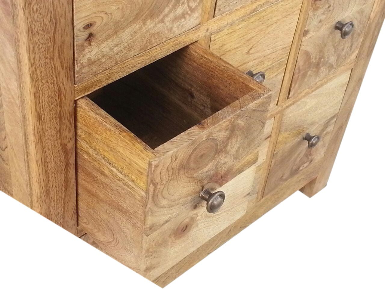 Rustic Lodge 9 Drawer Mini Sideboard - Solid Mango Wood Buffet Cabinet for Dining Room - product view 6 showing...