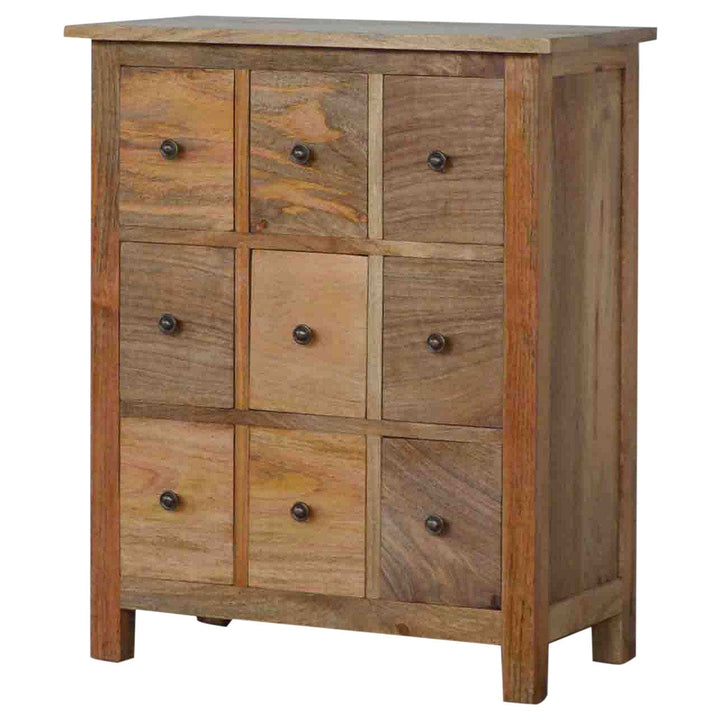 Rustic Lodge 9 Drawer Mini Sideboard - Solid Mango Wood Buffet Cabinet for Dining Room - product view 2 showing...