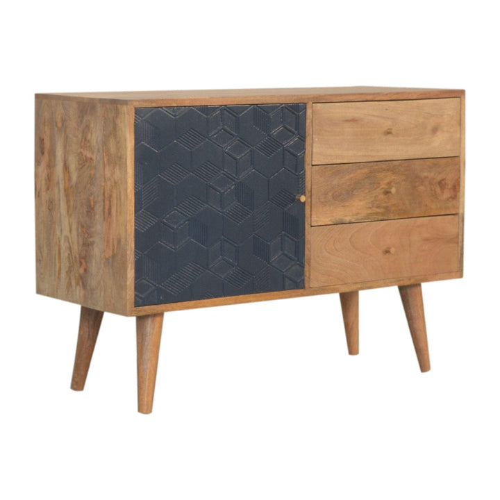 Rustic Lodge Acadia Black Sideboard - Solid Mango Wood Buffet Cabinet for Dining Room - product view 3 showing...
