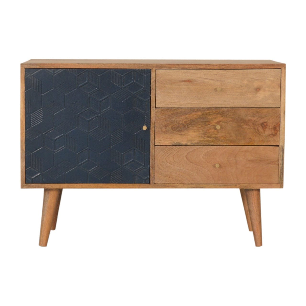 Rustic Lodge Acadia Black Sideboard - Solid Mango Wood Buffet Cabinet for Dining Room - main view showing handcrafted...