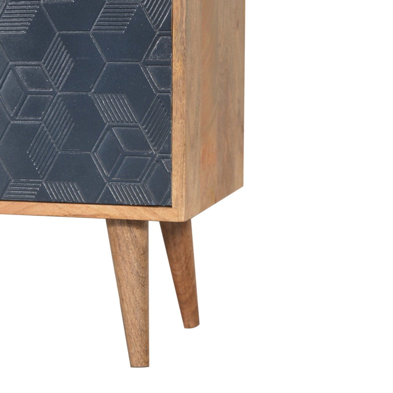 Rustic Lodge Acadia Navy Sideboard - Solid Mango Wood Buffet Cabinet for Dining Room - product view 7 showing handcrafted...