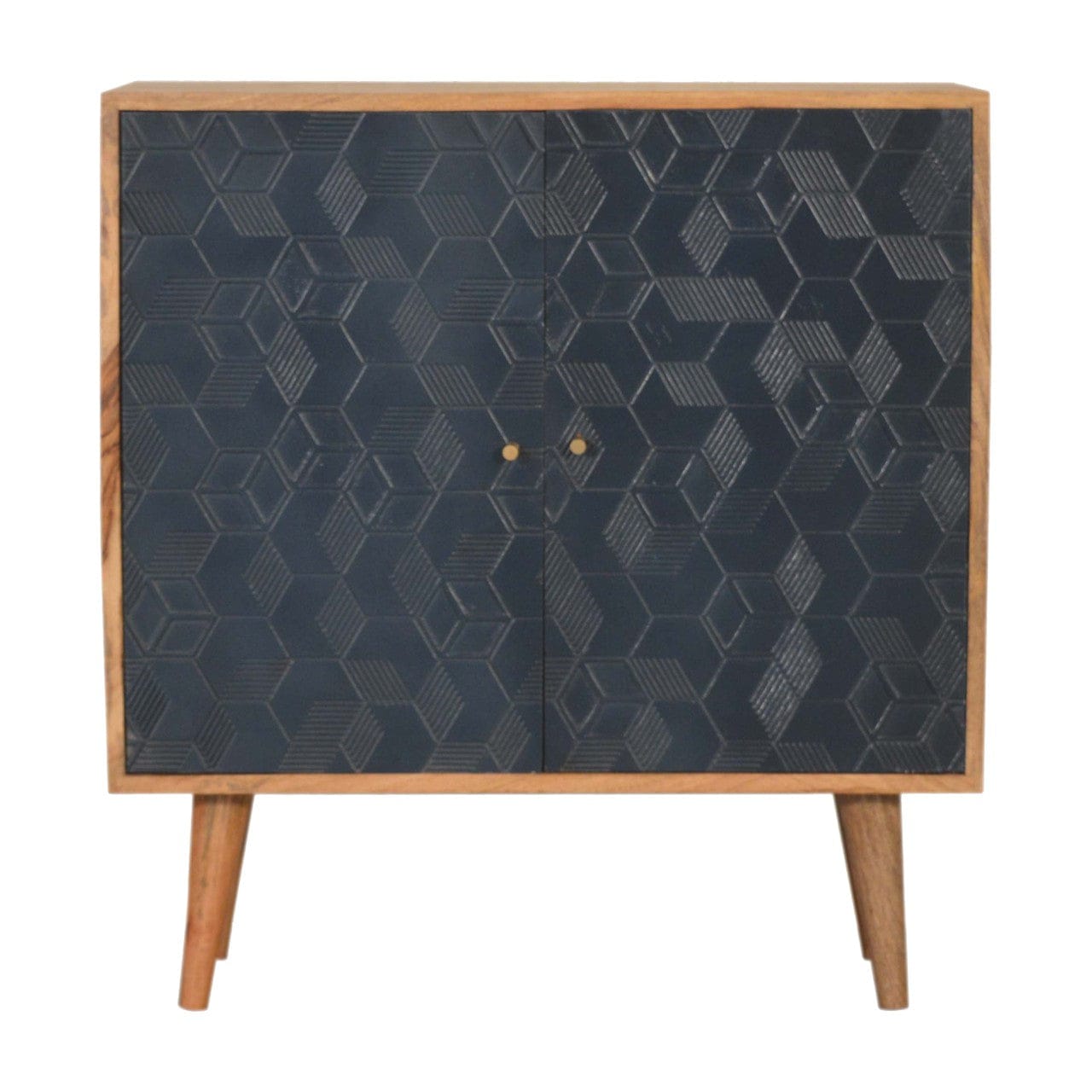 Rustic Lodge Acadia Navy Sideboard - Solid Mango Wood Buffet Cabinet for Dining Room - main view showing handcrafted...