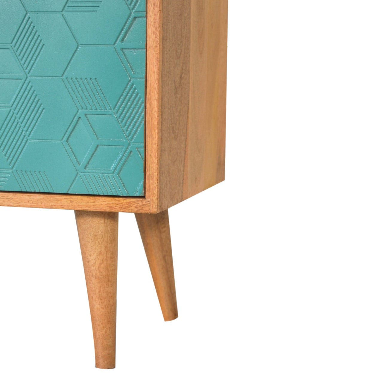 Rustic Lodge Acadia Teal and White Sideboard - Solid Mango Wood Buffet Cabinet for Dining Room - product view 6 showing...