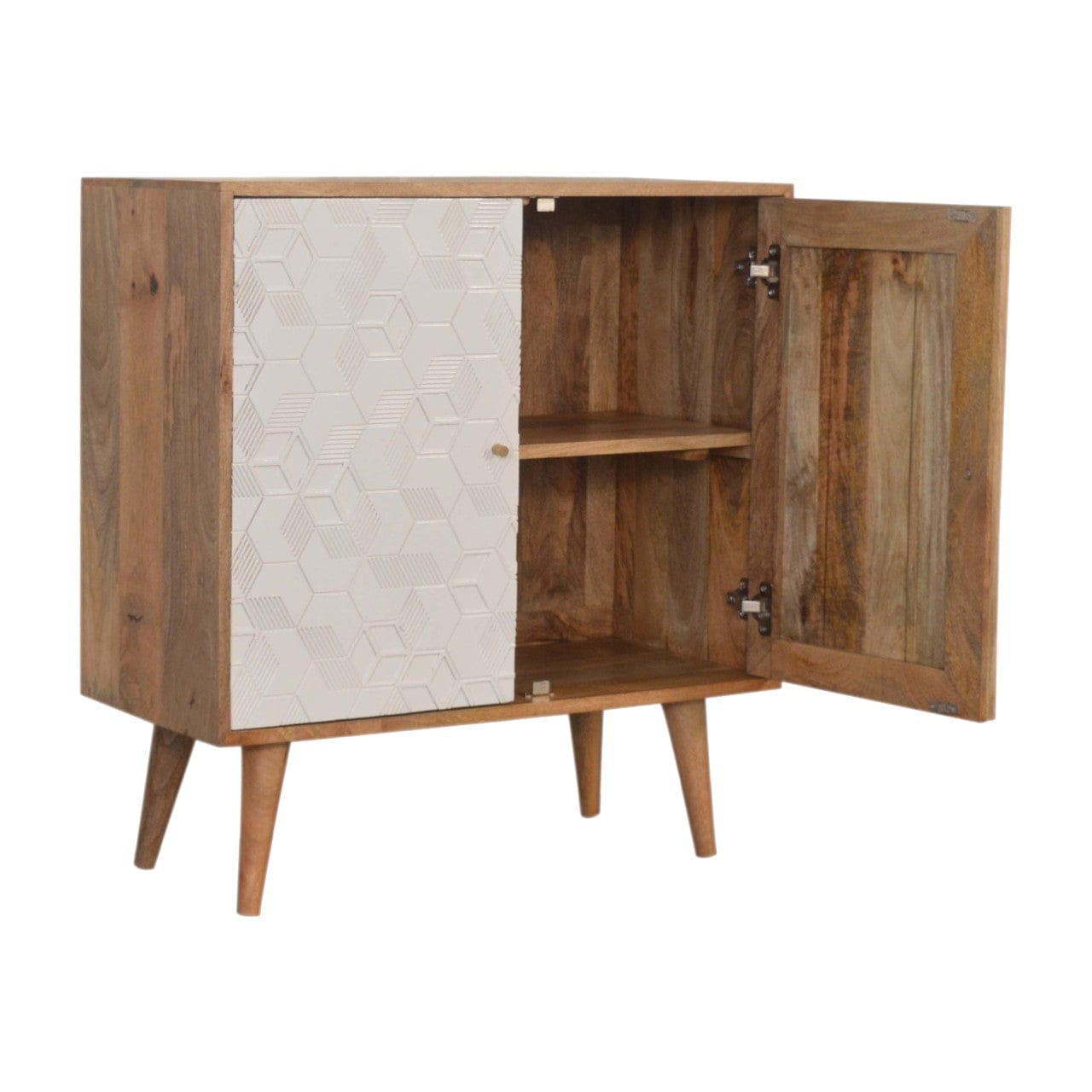 Rustic Lodge Acadia Teal and White Sideboard - Solid Mango Wood Buffet Cabinet for Dining Room - product view 5 showing...