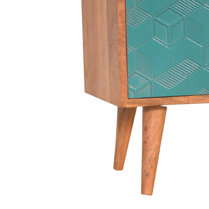 Rustic Lodge Acadia Teal Sideboard - Solid Mango Wood Buffet Cabinet for Dining Room - product view 7 showing handcrafted...
