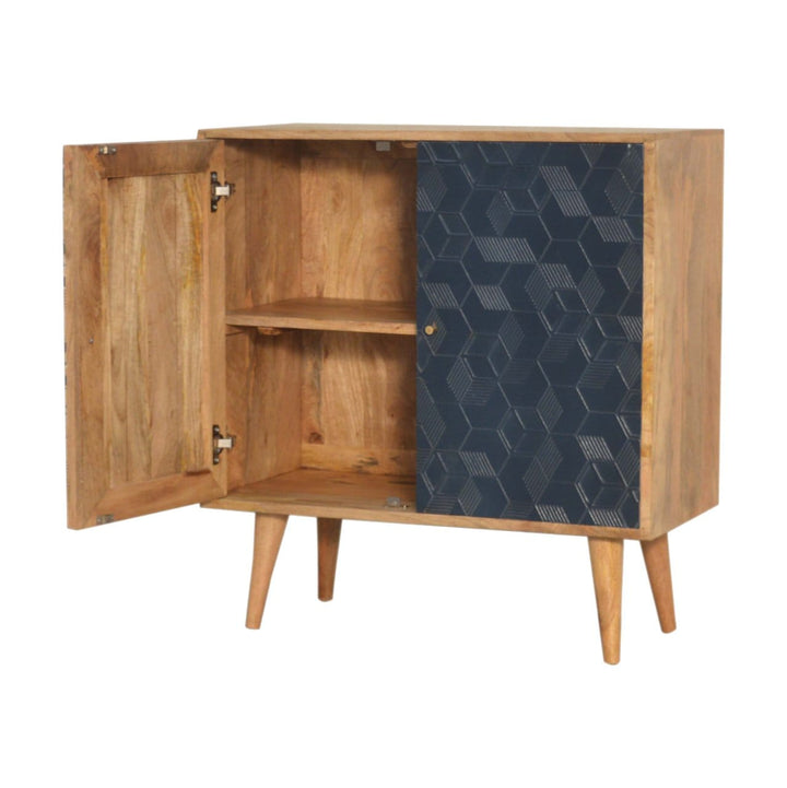 Rustic Lodge Acadia White and Navy Sideboard - Solid Mango Wood Buffet Cabinet for Dining Room - product view 5 showing...