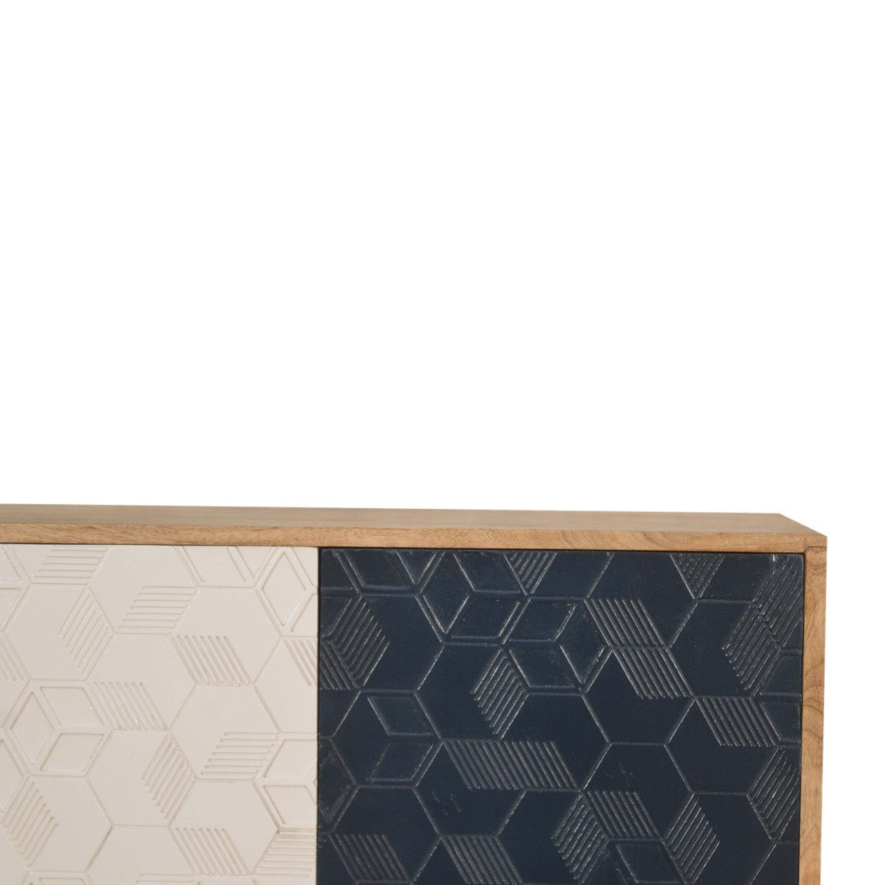 Rustic Lodge Acadia White and Navy Sideboard - Solid Mango Wood Buffet Cabinet for Dining Room - product view 3 showing...