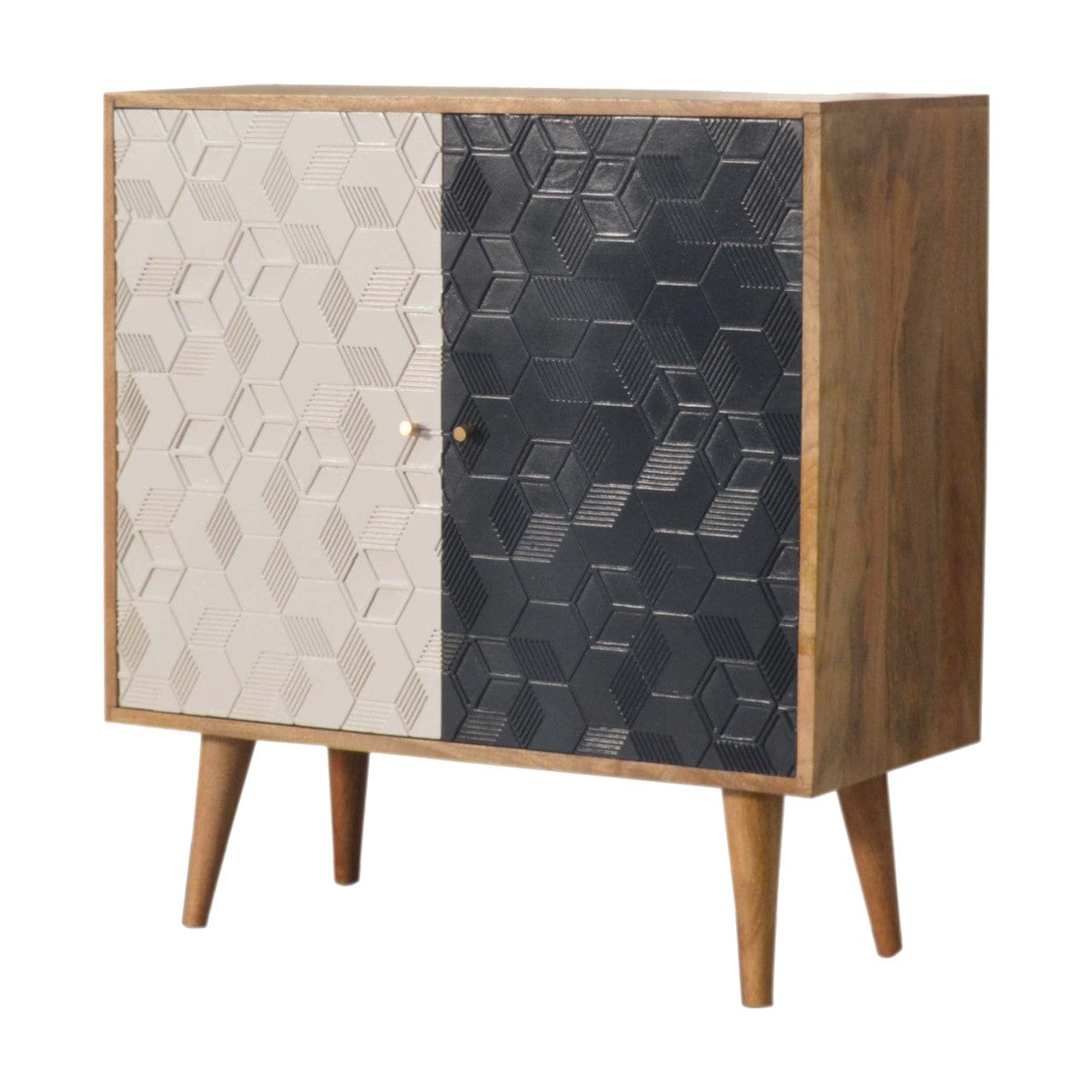 Rustic Lodge Acadia White and Navy Sideboard - Solid Mango Wood Buffet Cabinet for Dining Room - product view 2 showing...
