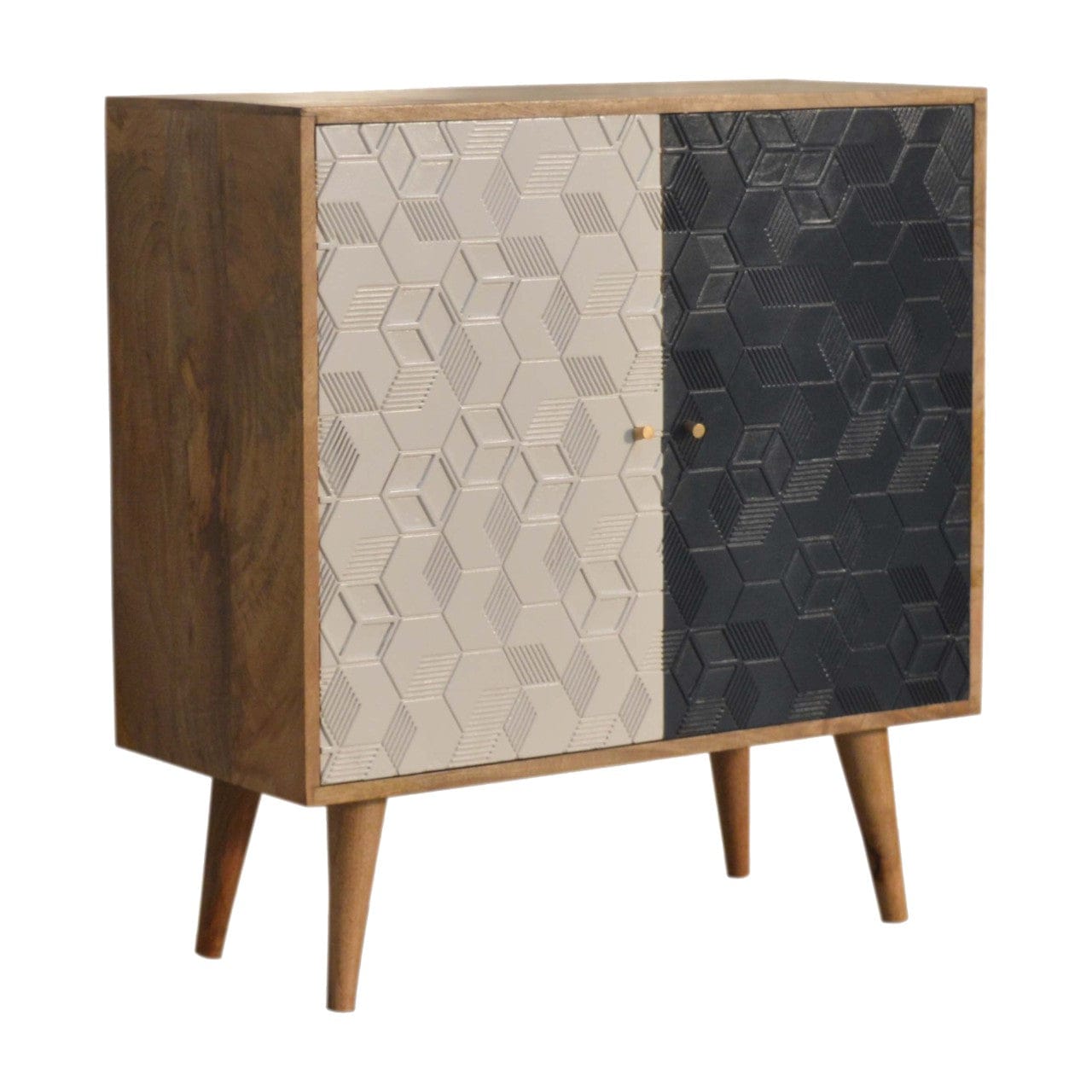 Rustic Lodge Acadia White and Navy Sideboard - Solid Mango Wood Buffet Cabinet for Dining Room - main view showing...
