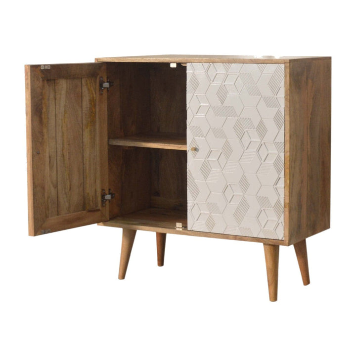 Rustic Lodge Acadia White Sideboard - Solid Mango Wood Buffet Cabinet for Dining Room - product view 5 showing...