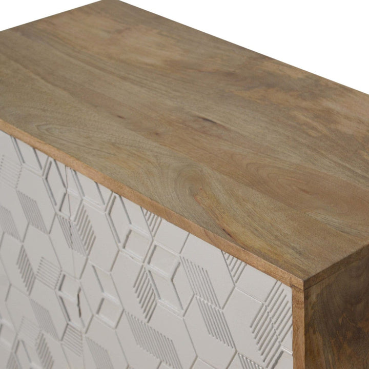 Rustic Lodge Acadia White Sideboard - Solid Mango Wood Buffet Cabinet for Dining Room - product view 4 showing...