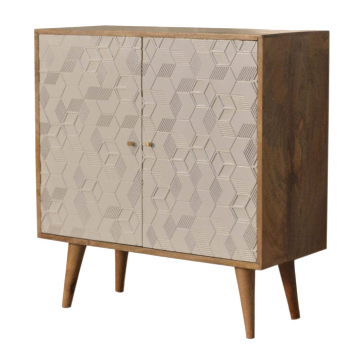 Rustic Lodge Acadia White Sideboard - Solid Mango Wood Buffet Cabinet for Dining Room - product view 2 showing...