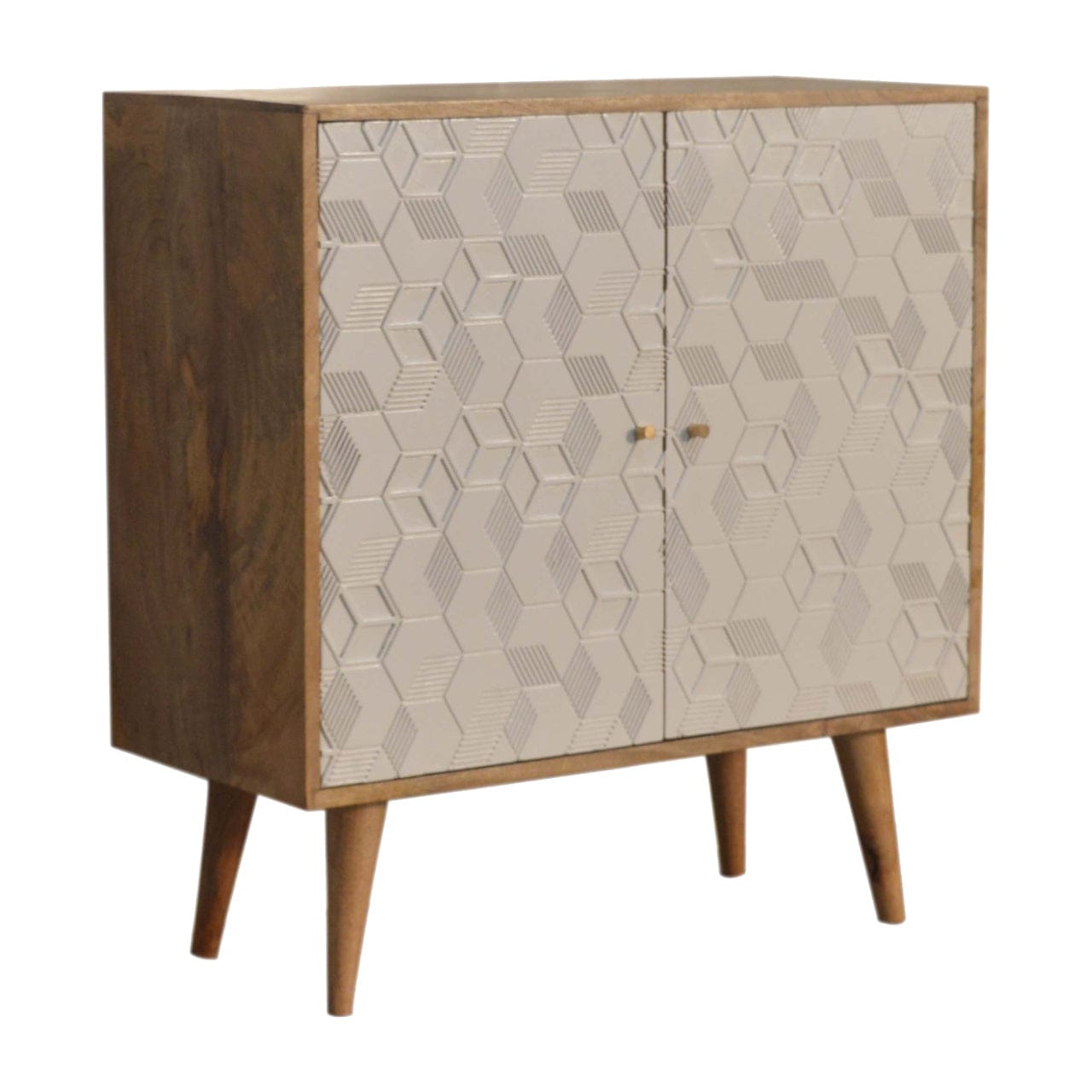 Rustic Lodge Acadia White Sideboard - Solid Mango Wood Buffet Cabinet for Dining Room - main view showing handcrafted...