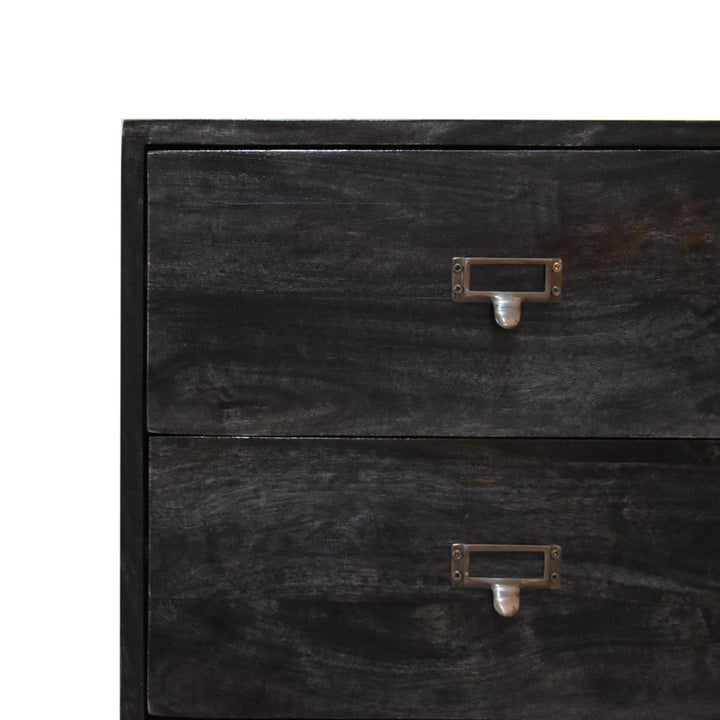 Rustic Lodge Ash-Black Filing Sideboard - Solid Mango Wood Buffet Cabinet for Dining Room - product view 4 showing...