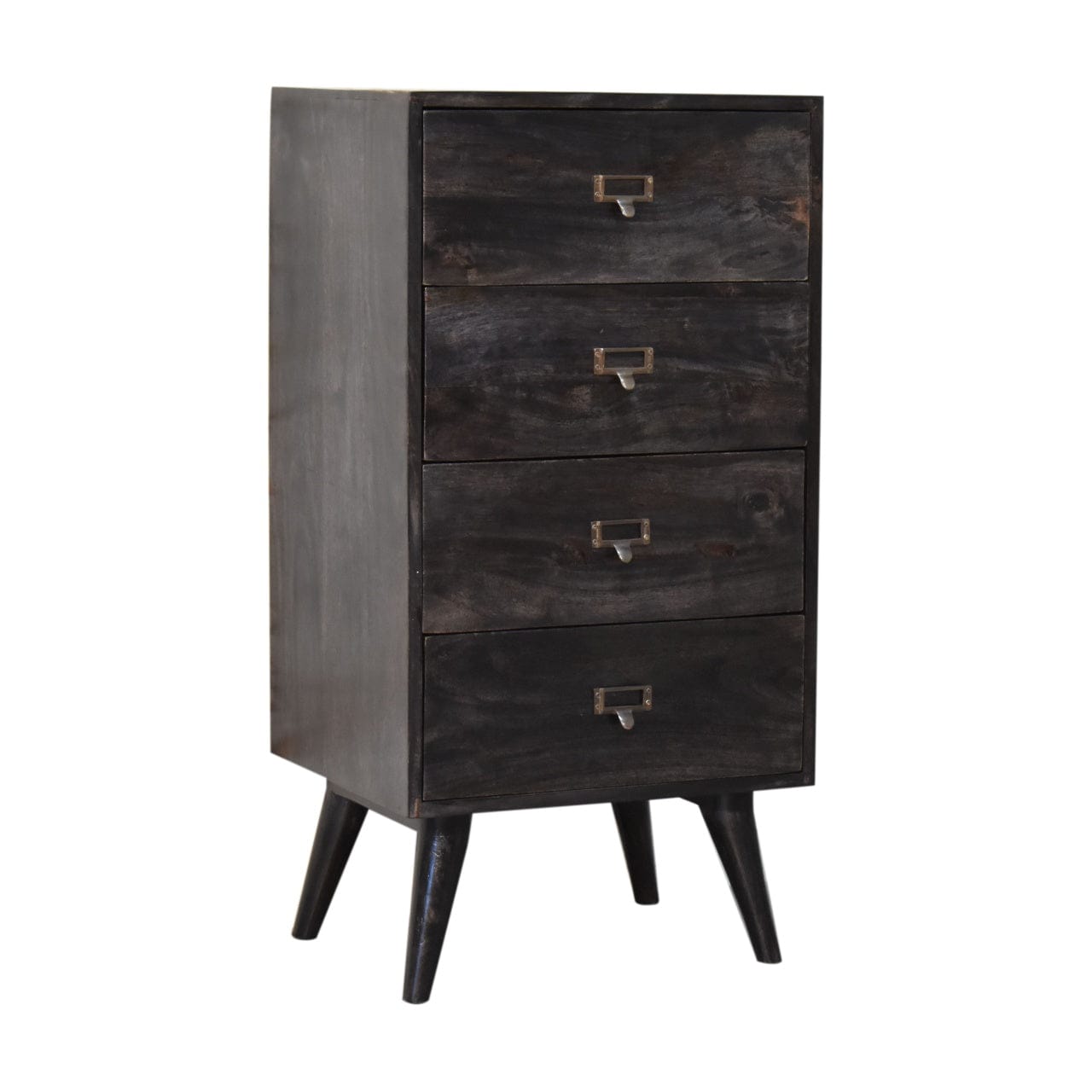 Rustic Lodge Ash-Black Filing Sideboard - Solid Mango Wood Buffet Cabinet for Dining Room - main view showing handcrafted...