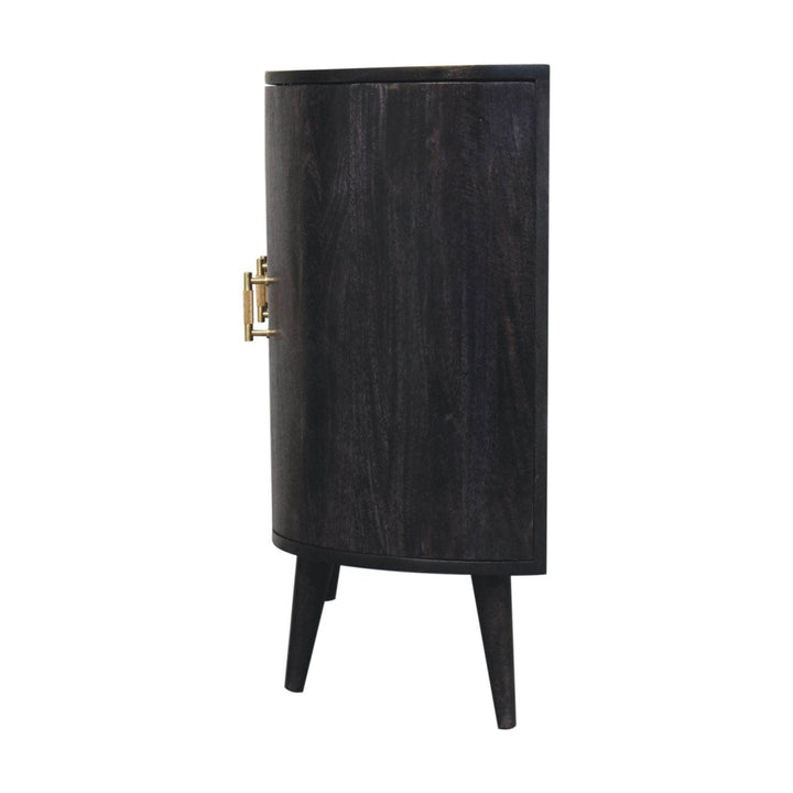 Rustic Lodge Ash Black T-Bar Quad Sideboard - Solid Mango Wood Buffet Cabinet for Dining Room - product view 8 showing...