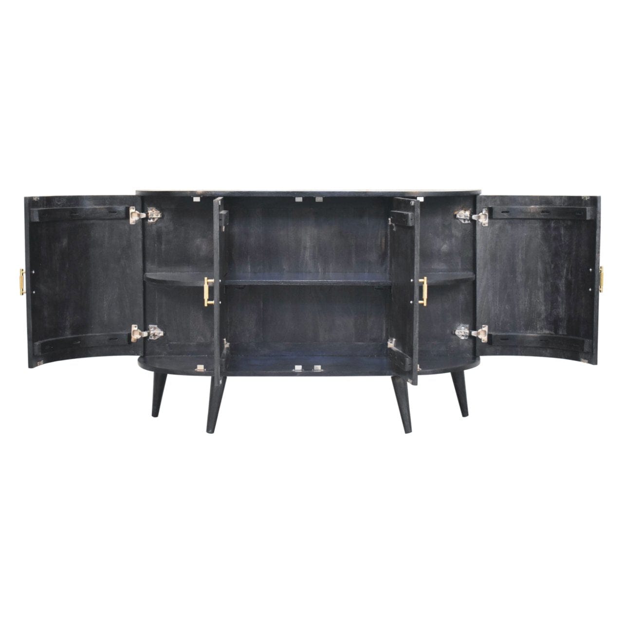 Rustic Lodge Ash Black T-Bar Quad Sideboard - Solid Mango Wood Buffet Cabinet for Dining Room - product view 7 showing...