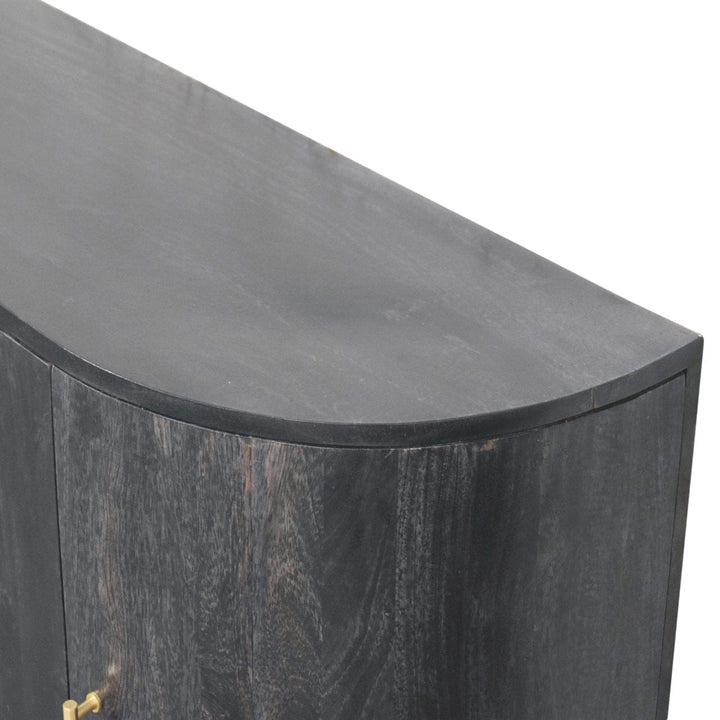 Rustic Lodge Ash Black T-Bar Quad Sideboard - Solid Mango Wood Buffet Cabinet for Dining Room - product view 5 showing...