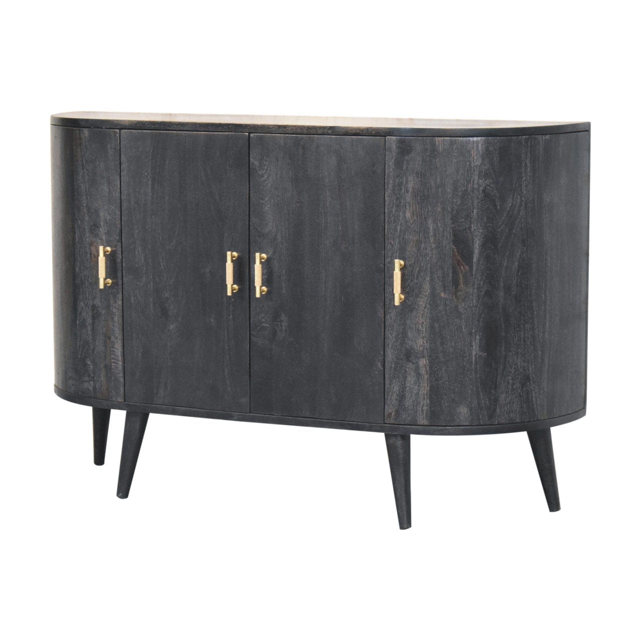 Rustic Lodge Ash Black T-Bar Quad Sideboard - Solid Mango Wood Buffet Cabinet for Dining Room - product view 3 showing...