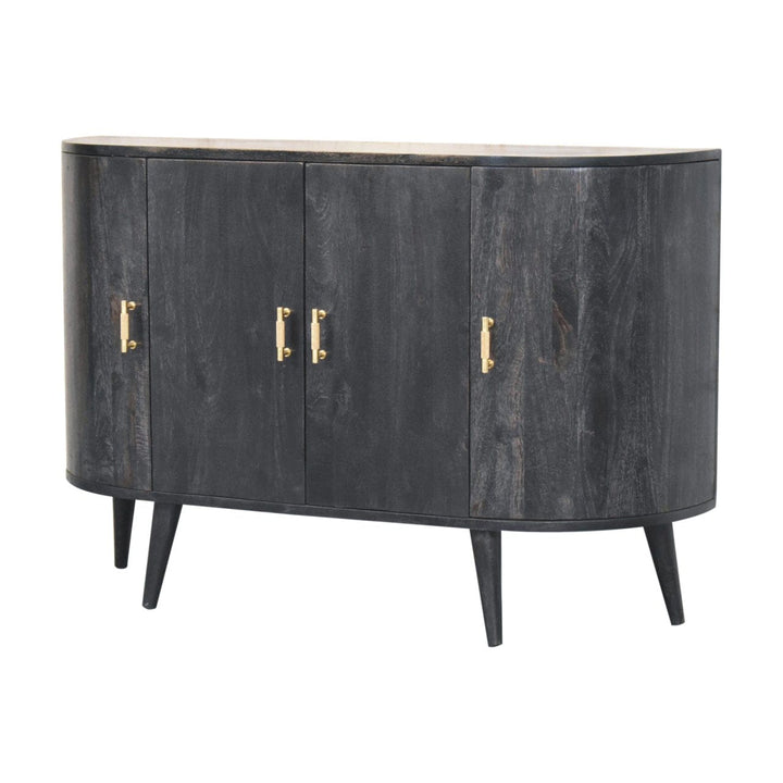 Rustic Lodge Ash Black T-Bar Quad Sideboard - Solid Mango Wood Buffet Cabinet for Dining Room - product view 3 showing...
