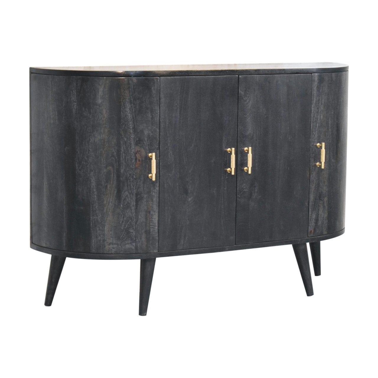 Rustic Lodge Ash Black T-Bar Quad Sideboard - Solid Mango Wood Buffet Cabinet for Dining Room - product view 2 showing...