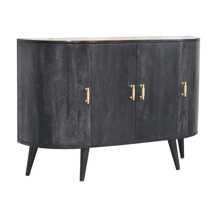 Rustic Lodge Ash Black T-Bar Quad Sideboard - Solid Mango Wood Buffet Cabinet for Dining Room - product view 2 showing...