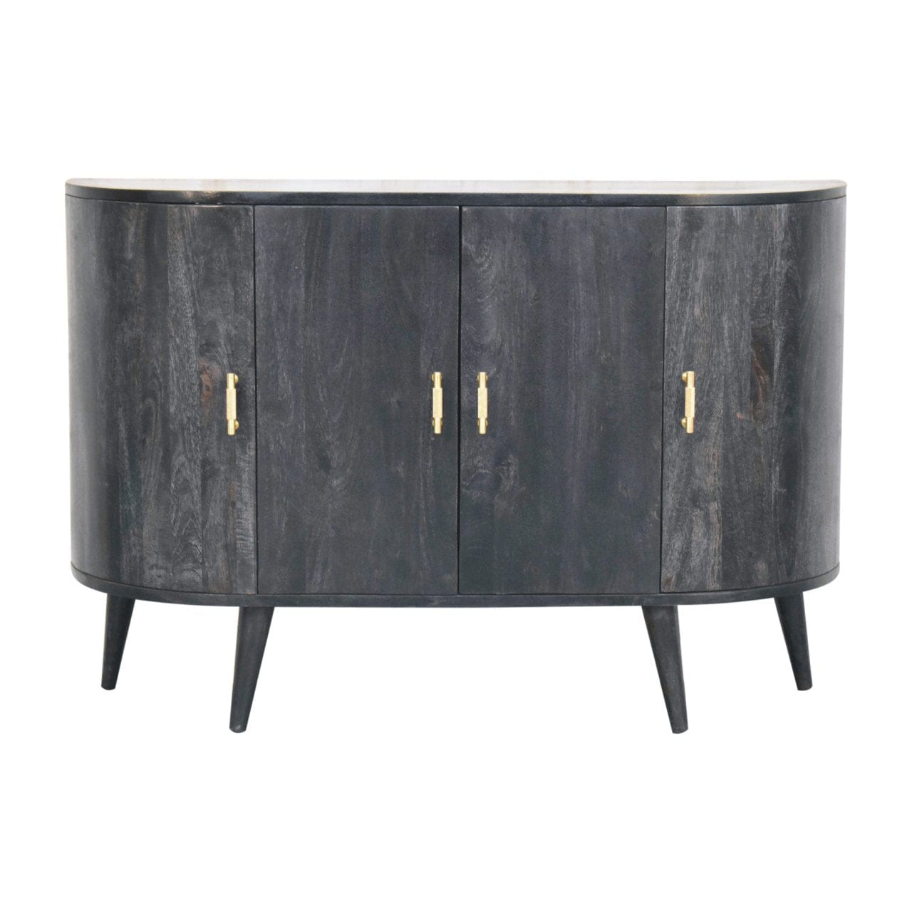 Rustic Lodge Ash Black T-Bar Quad Sideboard - Solid Mango Wood Buffet Cabinet for Dining Room - main view showing...