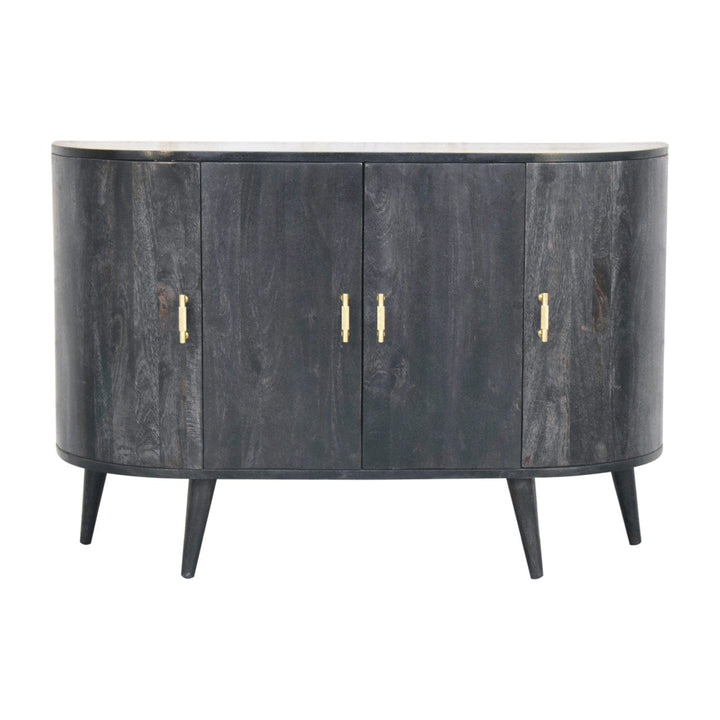Rustic Lodge Ash Black T-Bar Quad Sideboard - Solid Mango Wood Buffet Cabinet for Dining Room - main view showing...