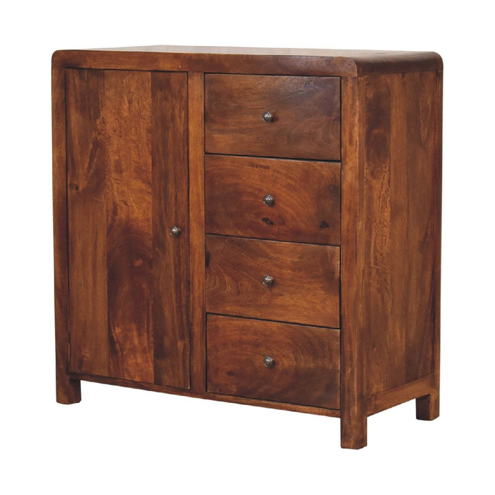 Rustic Lodge Aspen Sideboard - Solid Mango Wood Buffet Cabinet for Dining Room - product view 3 showing handcrafted solid...